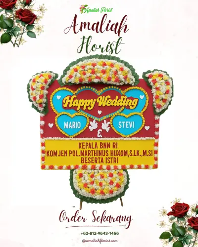 Karangan Papan Bunga Pernikahan di Abadijaya